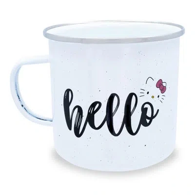 Silver Buffalo Sanrio Hello Kitty "hello" Ceramic Camper Mug | Holds 20 Ounces In Black;white