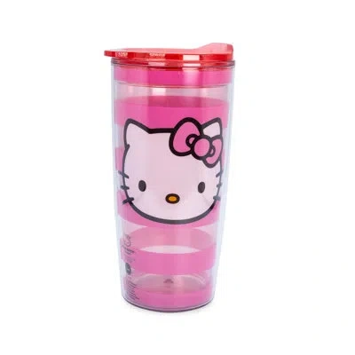 Silver Buffalo Sanrio Hello Kitty Pink Stripes 20 Oz. Plastic Drinking Water