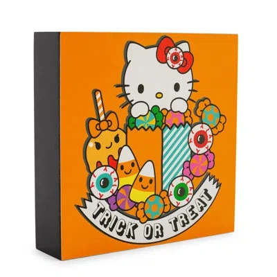 Silver Buffalo Sanrio Hello Kitty "trick Or Treat" Wooden Box Sign | 6 X 6 Inches In Brown