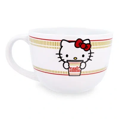 Silver Buffalo Sanrio Hello Kitty X Nissin Cup Noodles Ceramic Soup Mug | Holds 24 Ounces In Red;pink