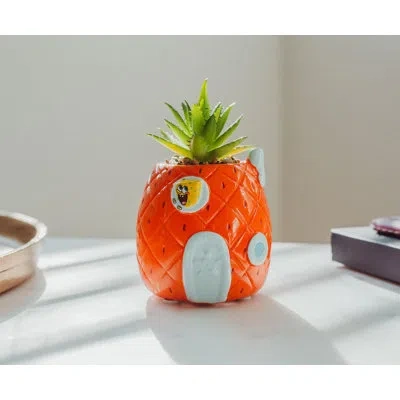 Silver Buffalo Spongebob Pineapple House 4 .5 X 3 Inch Ceramic Planter W/ Artificial Plant