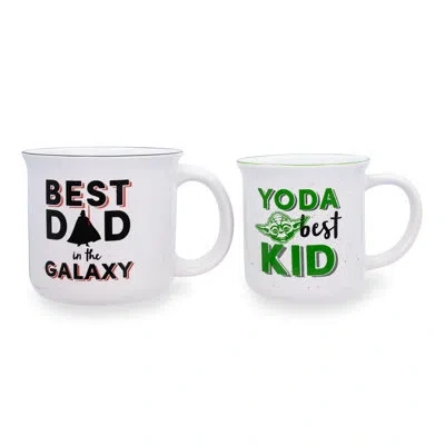 Silver Buffalo Star Wars "best Dad" Darth Vader & "yoda Best Kid" Ceramic Camper Mug | Set Of 2 In Black;green