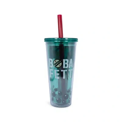 Silver Buffalo Star Wars Boba Fett Plastic Carnival Cup With Lid And Straw | 24 Ounces In Brown;green;red