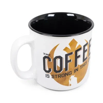 Silver Buffalo Star Wars Coffee Is Strong In This One 20oz Ceramic Camper Coffee Mug In Black;white;gold