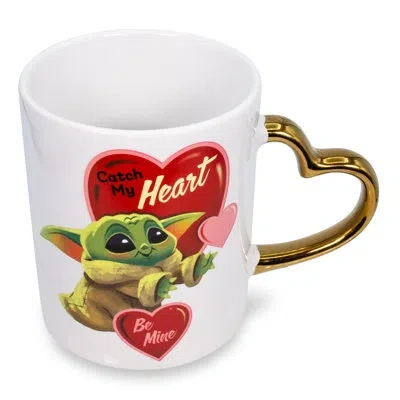 Silver Buffalo Star Wars: The Mandalorian Grogu Heart-shaped Handle Ceramic Mug | 14 Ounces In Green;red;pink