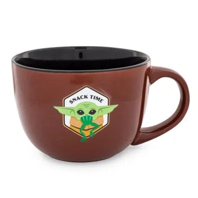 Silver Buffalo Star Wars: The Mandalorian Grogu "snack Time" Ceramic Soup Mug | 24 Ounces In Brown;white;green