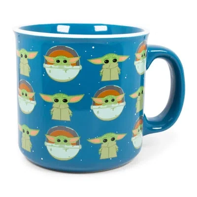 Silver Buffalo Star Wars The Mandalorian The Child Repeat Poses 20oz Ceramic Camper Mug In Blue;green