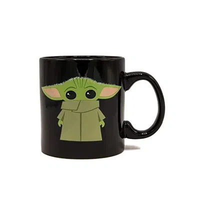 Silver Buffalo Star Wars The Mandalorian The Child Stand Black 20oz Jumbo Ceramic Mugs In Black;green