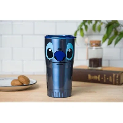 Silver Buffalo Stitch Face 20 Oz. Double Wall Travel Tumbler In Blue