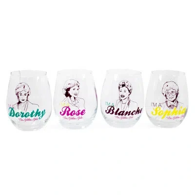 Silver Buffalo The Girls 4 Piece 20 Oz. Drinking Glass Set In Green;yellow;pink