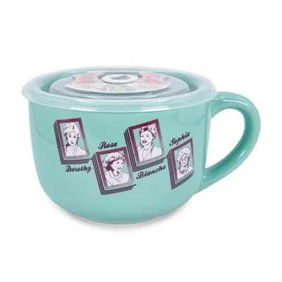 Silver Buffalo The Golden Girls Ceramic Soup Mug With Vented Lid | Holds 24 Ounces In Blue;brown