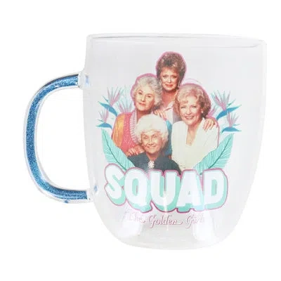Silver Buffalo The Golden Girls Squad 14 Ounce Glitter Handle Glass Mug In Blue;white