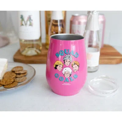Silver Buffalo The Golden Girls "squad Goals" 10 oz Stainless Steel Travel Tumbler In Pink,blue