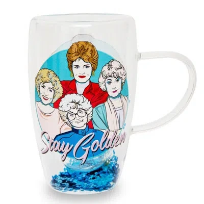 Silver Buffalo The Golden Girls "stay Golden" Double-walled Glass Mug | Holds 15 Ounces In Blue;red