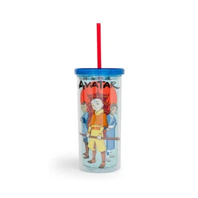 Silver Buffalo The Last Airbender Trio 20 Oz. Travel Tumbler With Straw In Blue;orange