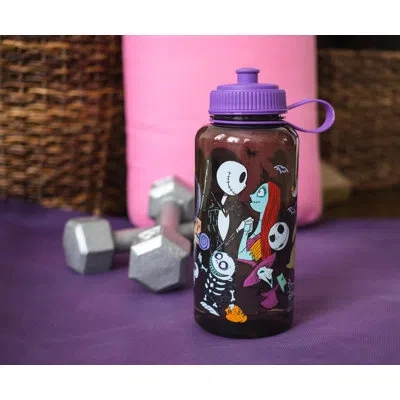 Silver Buffalo The Nightmare 34 Oz. Plastic Water Bottle In Brown,white,purple