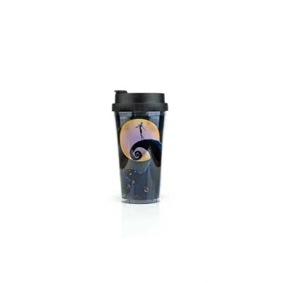 Silver Buffalo The Nightmare Before Christmas Graveyard Scene 16 Oz. Travel Mug In Black;navy