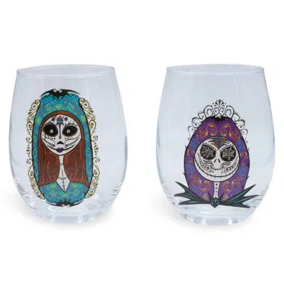 Silver Buffalo The Nightmare Before Jack And Sally 20 Oz. Drinking Glass In Blue;purple