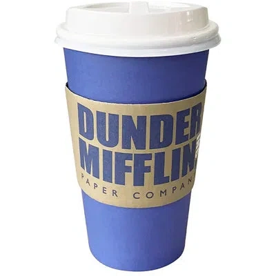 Silver Buffalo The Office Dunder Mifflin 16 Oz. Ceramic Travel Mug In Blue