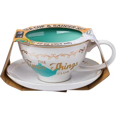 Silver Buffalo The Office Finer Things Club Teacup And Saucer In Blue;white