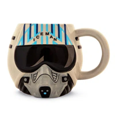 Silver Buffalo Top Gun: Maverick Iceman Helmet Sculpted Ceramic Mug | Holds 20 Ounces In Blue;black;white
