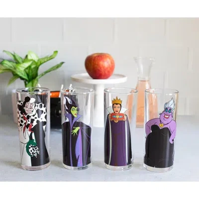 Silver Buffalo Villains 4 Piece 10 Oz. Pint Glass Set In Green;yellow;purple
