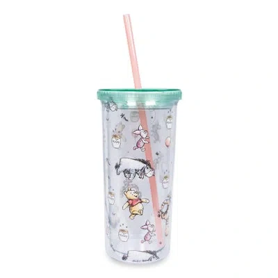 Silver Buffalo Winnie The Pooh Character 20 Oz. Travel Tumbler With Lid And Straw In Blue;clear