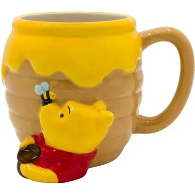 Silver Buffalo Winnie-the-pooh Honey Pot 3d Sculpted 23oz Ceramic Mug In Yellow