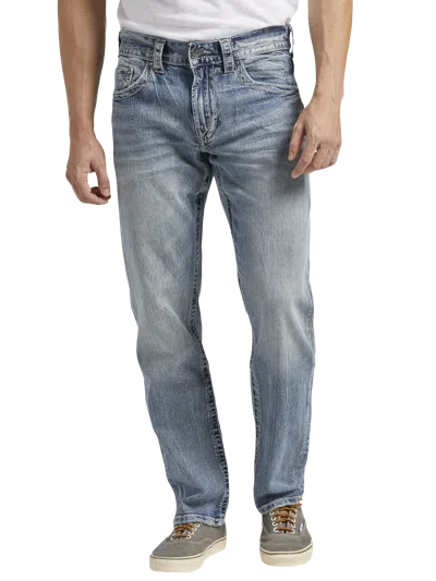 Silver Jeans Athletic Fit Tapered Leg Lightweight Casual Jeans In Blue