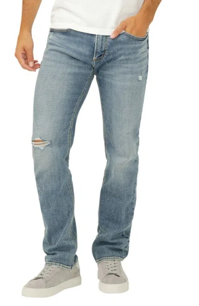 Silver Jeans Co. Allan Ripped Straight Leg Jeans In Blue