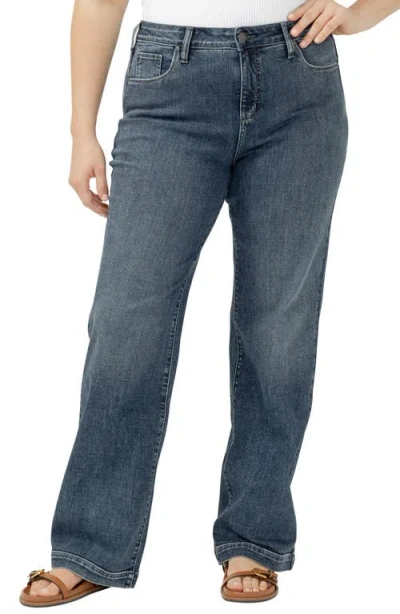 Silver Jeans Co. Avery Curvy High Waist Wide Leg Trouser Jeans In Blue