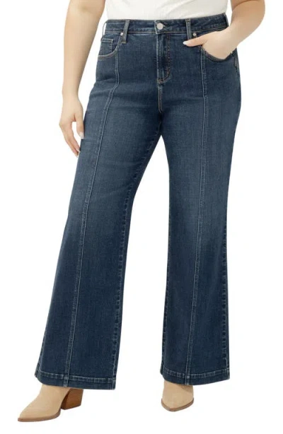 Silver Jeans Co. Avery Curvy Seamed High Waist Wide Leg Trouser Jeans In Blue