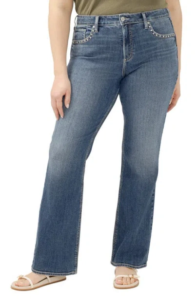 Silver Jeans Co. Avery Curvy Studded High Waist Bootcut Jeans In Blue