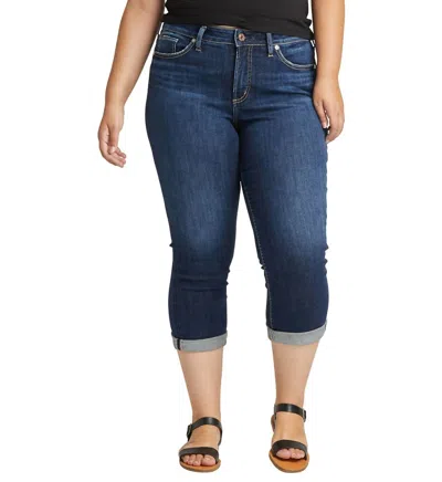 Silver Jeans Co. Avery High Rise Capri Jeans - Plus In Dark Wash In Multi