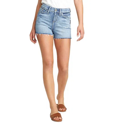 Silver Jeans Co. Avery High Rise Shorts In Light Wash In Blue