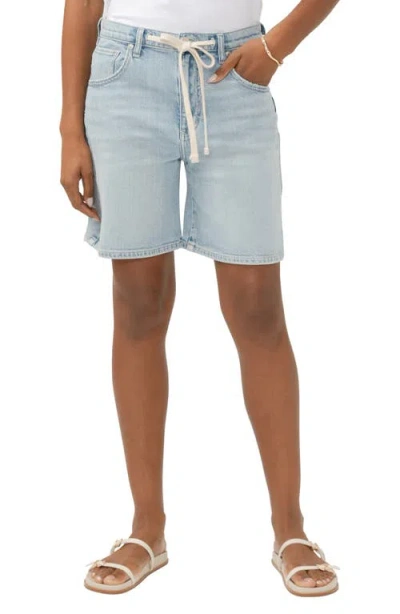 Silver Jeans Co. Be Easy Drawstring High Waist Long Denim Shorts In Indigo