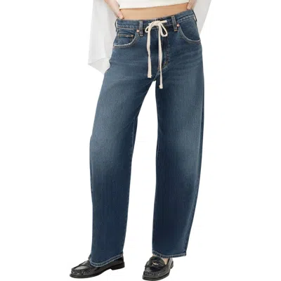 SILVER JEANS CO. SILVER JEANS CO. BE EASY DRAWSTRING HIGH WAIST WIDE LEG JEANS
