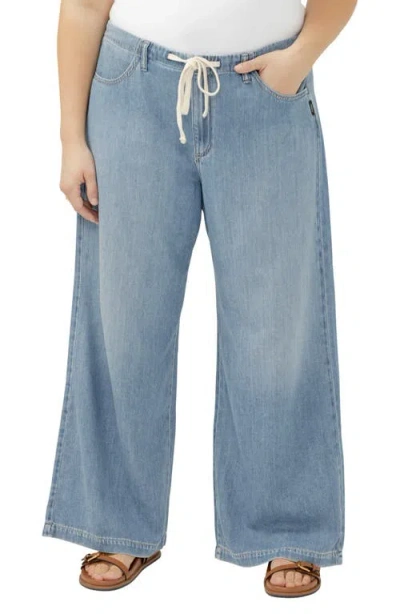 Silver Jeans Co. Beach Wide Leg Drawstring Jeans In Blue