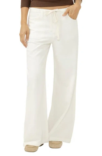 Silver Jeans Co. Beach Wide Leg Drawstring Jeans In White