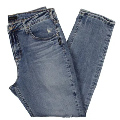 Silver Jeans Co. Beau Womens Girlfriend Fit Mid Rise Straight Leg Jeans In Multi
