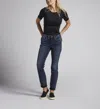 Silver Jeans Co. Boyfriend Mid Rise Slim Leg Jeans In Indigo In Blue