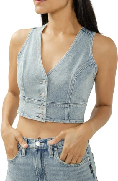 Silver Jeans Co. Crop Denim Vest In Blue