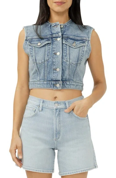 Silver Jeans Co. Crop Denim Vest In Blue