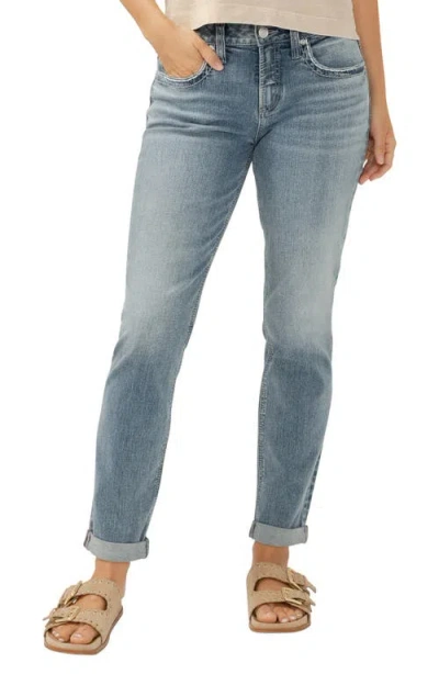 Silver Jeans Co. Curvy Mid Rise Boyfriend Jeans In Indigo