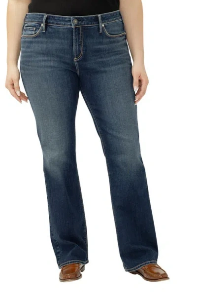 Silver Jeans Co. Elyse Curvy Mid Rise Bootcut Jeans In Blue