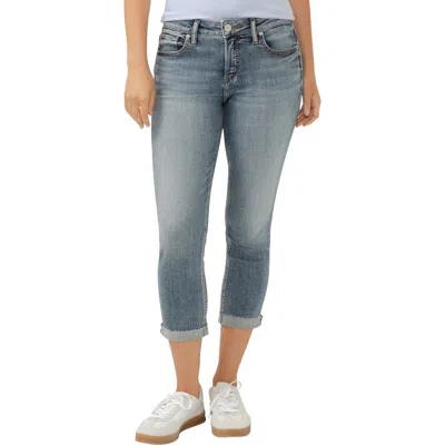 Silver Jeans Co. Elyse Curvy Mid Rise Capri Jeans In Indigo