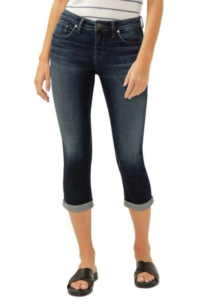 Silver Jeans Co. Elyse Curvy Mid Rise Capri Jeans In Indigo