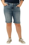 Silver Jeans Co. Elyse Curvy Mid Rise Denim Bermuda Shorts In Indigo
