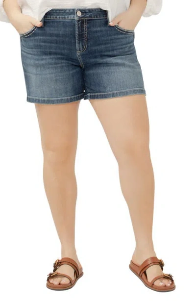 Silver Jeans Co. Elyse Curvy Mid Rise Denim Shorts In Indigo