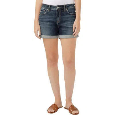 Silver Jeans Co. Elyse Curvy Mid Rise Denim Shorts In Indigo